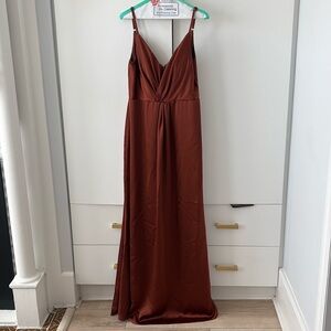 Revelry Giada satin dress in Rust 721